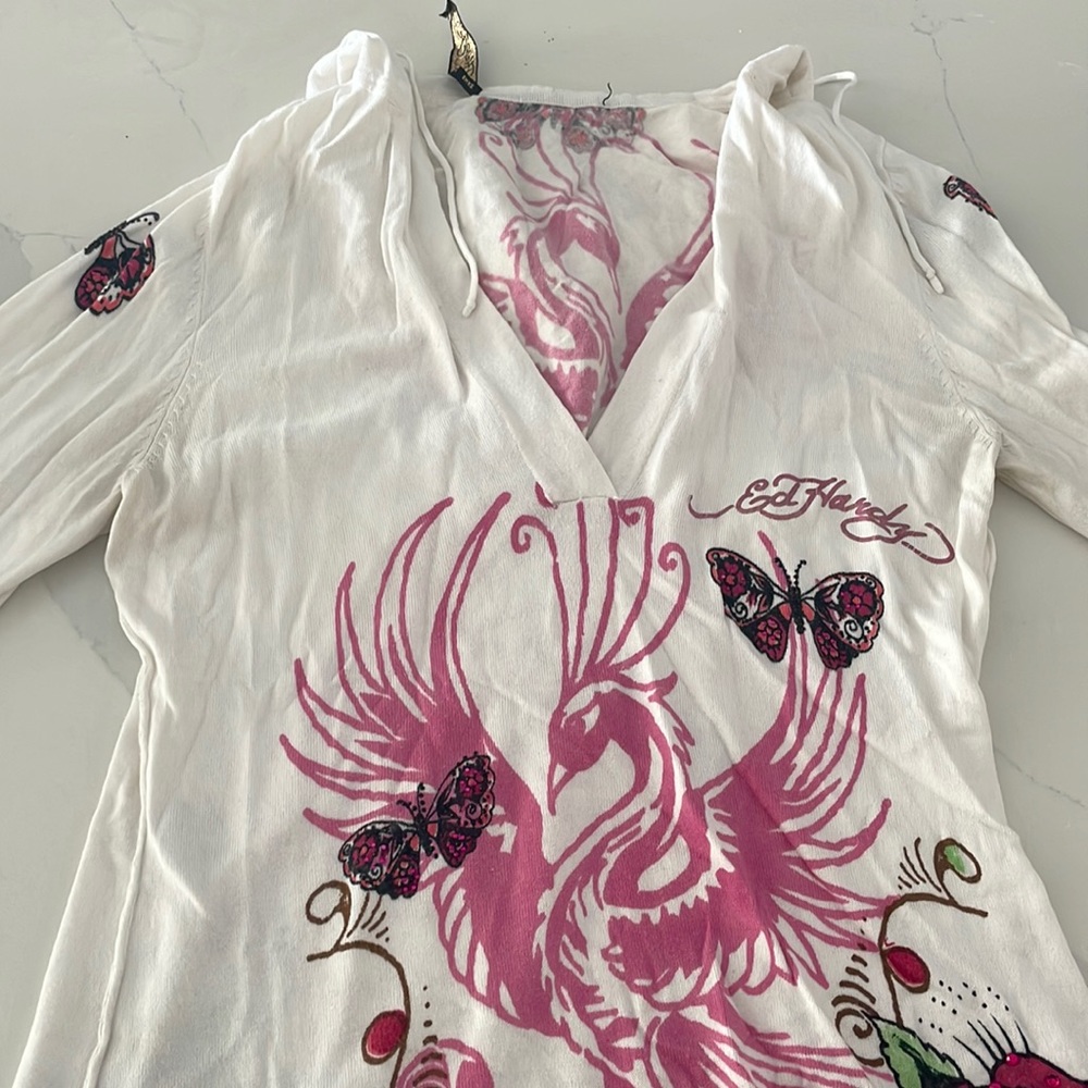 Woman’s Ed Hardy light weight hooded sweater